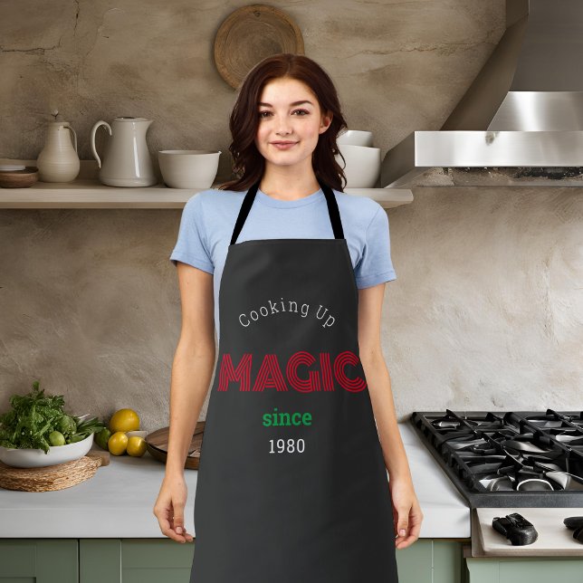 Delantal Cocinar la magia desde entonces - negro (Subido por el creador)