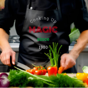 Delantal Cocinar la magia desde entonces - negro largo