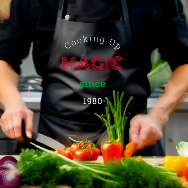 Delantal Cocinar la magia desde entonces - negro largo (Subido por el creador)