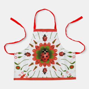 Delantal Cocinera de Navidad Mariquita Rojo Blanco Niños Ve