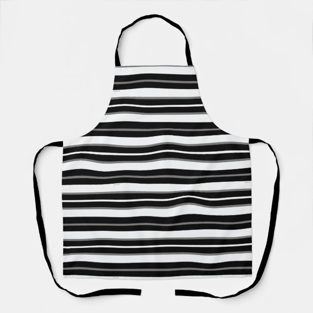 Delantal Cocinero de cocina con franja horizontal negra  (Anverso)