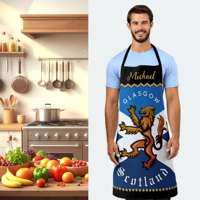 Delantal Cocineros de Escocia Apron, Glasgow, Bandera Escoc (Scotland Personalized Apron, Patriotic Kitchen)