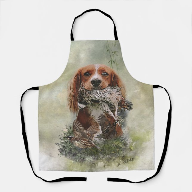 Delantal Cocker Spaniel con perdiz gris (Anverso)