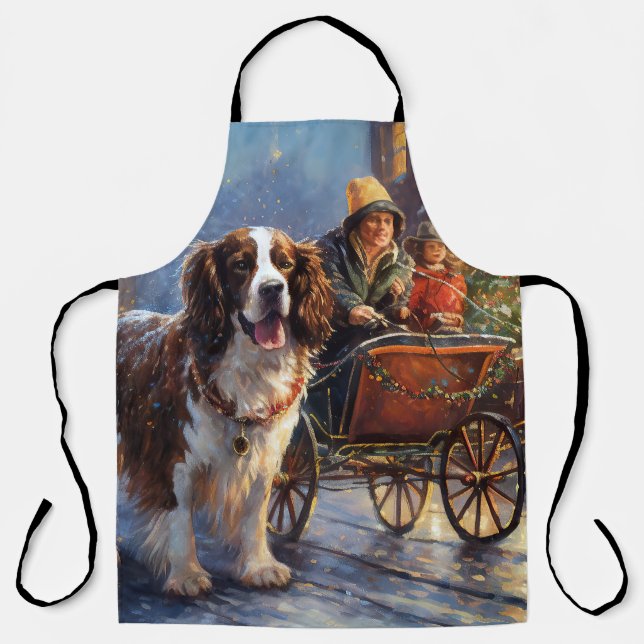 Delantal Cocker Spaniel Inglés de Navidad Temporada Festiva (Anverso)
