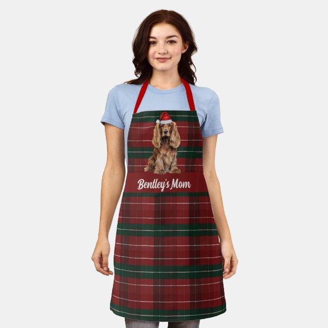 Delantal Cocker Spaniel perro Navidad Plaid (Gastado)