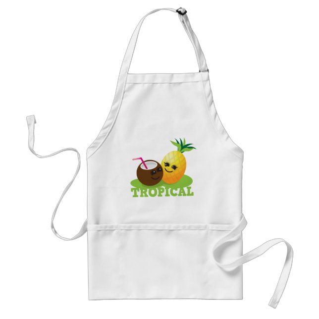 Delantal Coco y piña lindos TROPICALES de Kawaii (Frente)