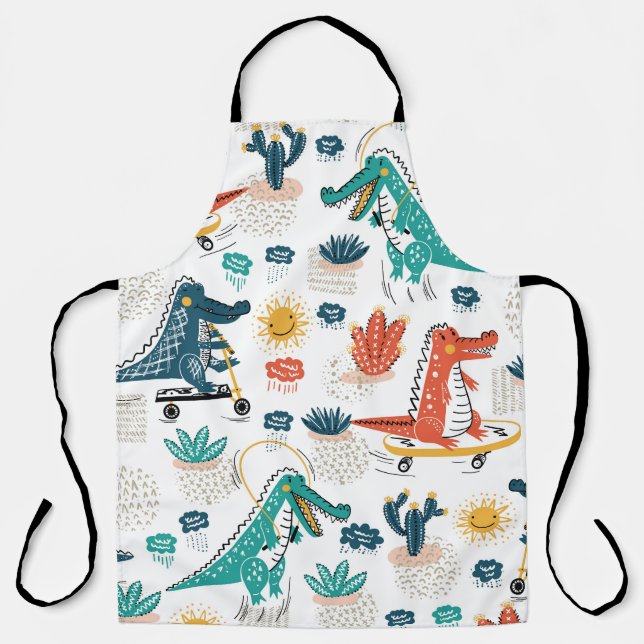 Delantal Cocodrilo personalizado: Papel de fondo animal de  (Anverso)