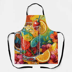 Delantal Cóctel de Verano Tropical Pintura al Óleo Impasto