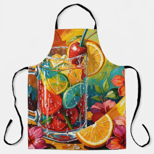Delantal Cóctel de Verano Tropical Pintura al Óleo Impasto