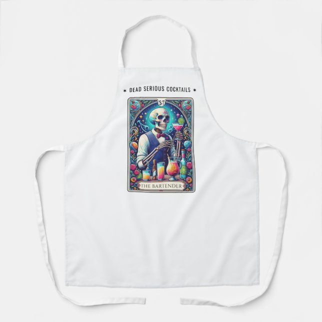 Delantal Coctelería Muerta de Seriedad Bartender Tarot (Anverso)