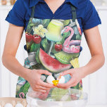 Delantal Cócteles de verano tropical Flamingo Patrón modern<br><div class="desc">El Trópico Summer Cocktails Pattern Kitchen Apron presenta un moderno y divertido patrón tropical con frutas de verano y flores tropicales rodeando los cócteles. Perfecto regalo para Navidades,  cumpleaños,  Día de la Madre,  mejores amigos y los que aman el hornear,  cocinar y tomar cócteles. Diseñado por ©Evco Studio www.zazzle.com/store/evcostudio</div>