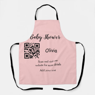 Delantal Código QR de baby shower rosa simple agregar nombr