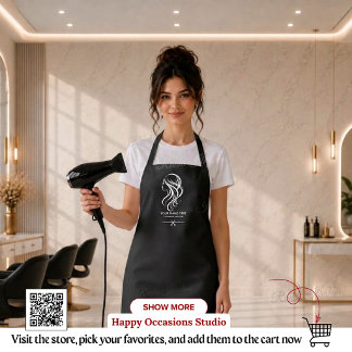 Delantal Código QR de Estilista de Pelo Editable, Salón de