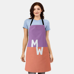 Delantal Código QR Pastel Cuadrado de Monograma Minimalista