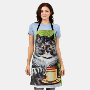 DELANTAL COFFEE CAT LOUIS WAIN ART RETRO KITCHEN APRON