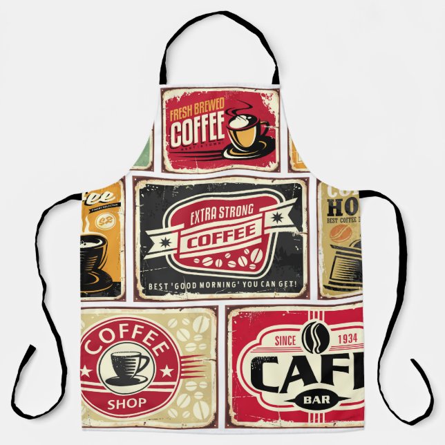 Delantal Coffee signs and labels collection. Retro and vint (Anverso)