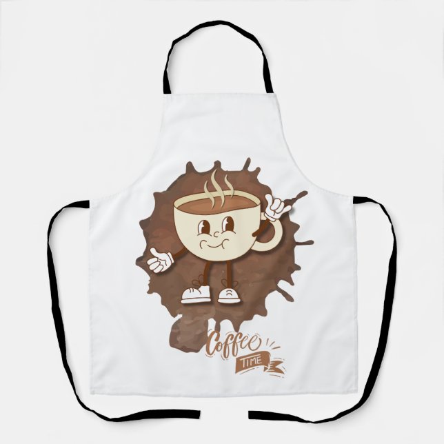 Delantal **Coffee Time – Cute Smiling Cup Steam  (Anverso)