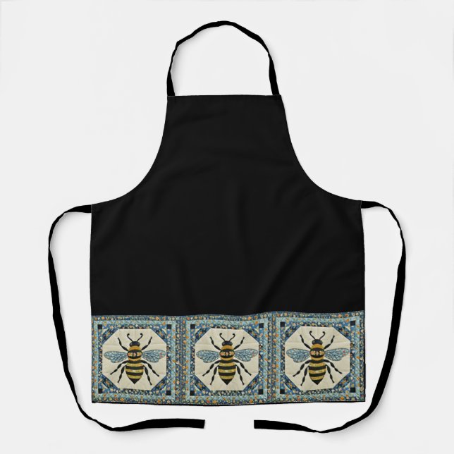 Delantal Colcha de abeja melífera con borde azul (Anverso)