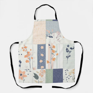 Delantal Colcha floral escandinava en rosa y azul