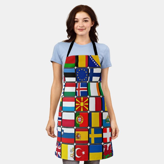 Delantal colección de banderas internacionales, banderas de (Gastado)