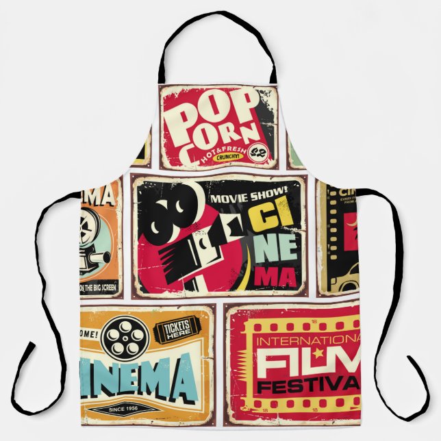 Delantal Colección de carteles de estaño de cine de época.  (Anverso)