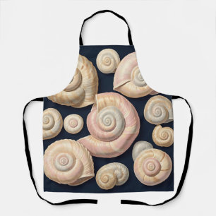 Delantal Colección de conchas de caracol beige rosa náutico