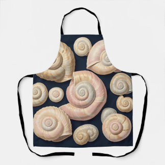 Delantal Colección de conchas de caracol beige rosa náutico