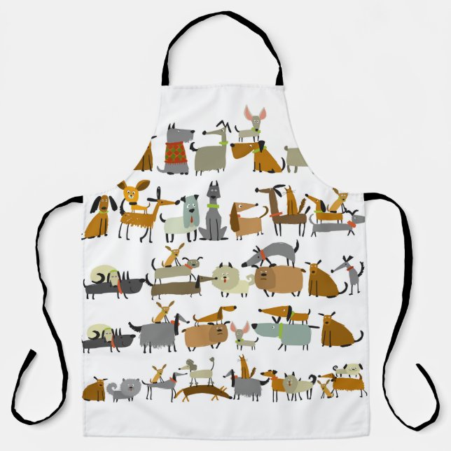 Delantal Colección de perros pequeños, ilustracion vintage  (Anverso)