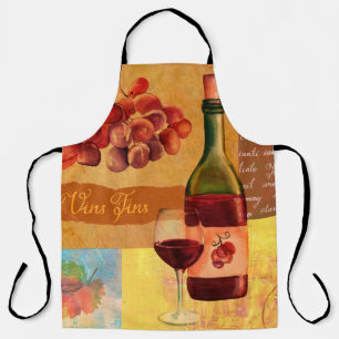 Delantal Colección de vinos de estilo vintage con dibujo de