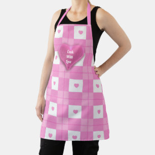 Delantal Colección moderna de corazón rosado con mucho amor