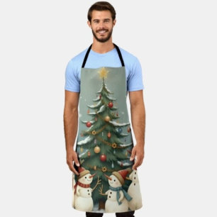 Delantal Colección Navideña de Familia de Muñeco de Nieve F