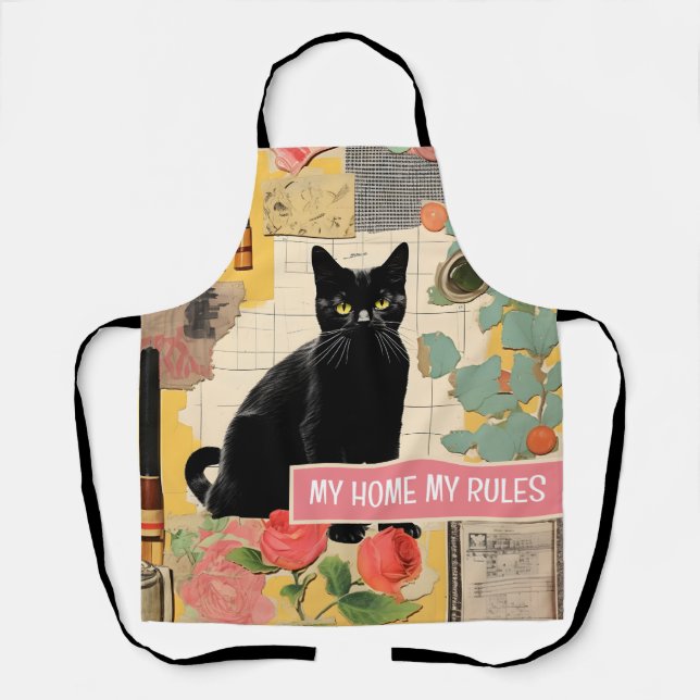 Delantal Colección retro de gato negro (Anverso)