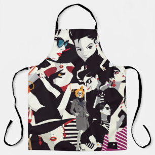 Delantal Collage de chicas de moda: arte pop