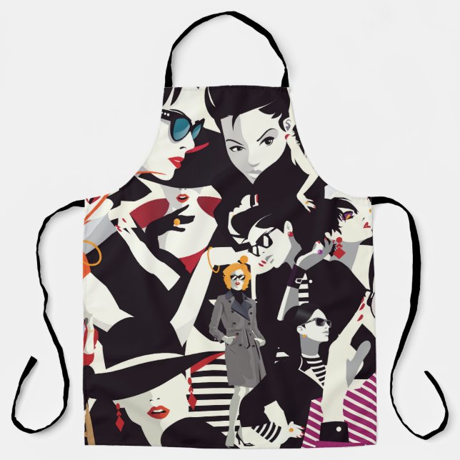 Delantal Collage de chicas de moda: arte pop (Anverso)