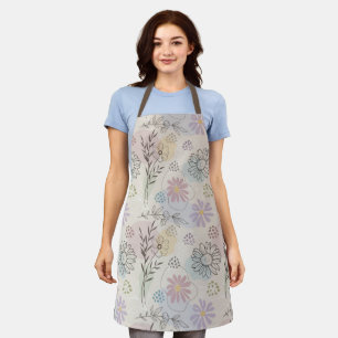 Delantal Collage de flores silvestres pastel – Geométrico f