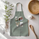 Delantal Collage de fotos de amor verde sage personalizado<br><div class="desc">Amar 4 foto simple sabio moderno,  verde,  aniversario personalizado,  boda,  cumpleaños o Navidades regalo delantal para el que amas.</div>