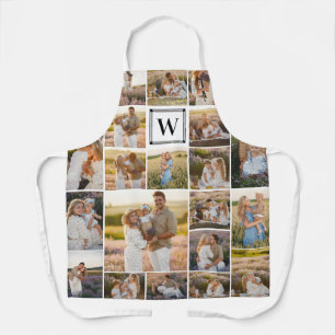 Delantal Collage de fotos de imagen en blanco monogramado 2