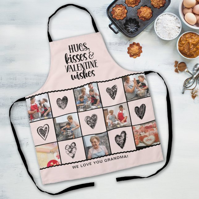 Delantal Collage de fotos de la abuela Valentine (Add your own photos to this apron for a cute valentines gift for Grandma!)