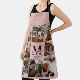 Delantal Collage de fotos familiar rosa moderno | Regalo mo