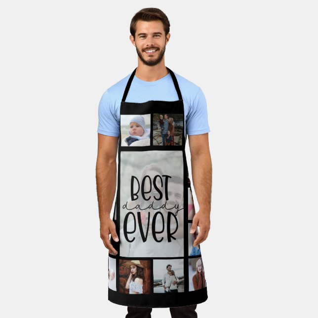 Delantal Collage de fotos negras padre día Apron (Gastado)