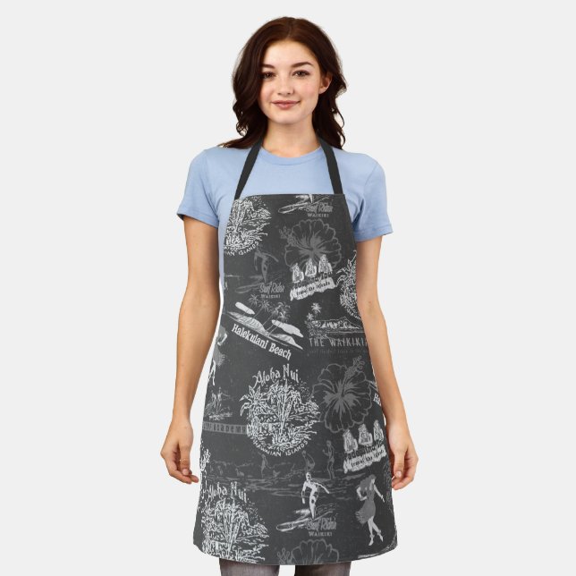 Delantal Collage de viajes en Hawái en gris carbón vegetal (Gastado)
