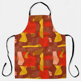 Delantal Collage Psicodélico Egipcio: Maroon Red Ochre