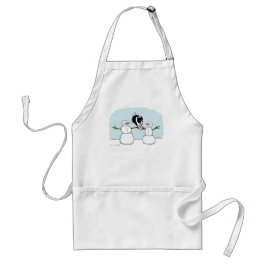 Delantal Collie de frontera de feriado de invierno jugando 