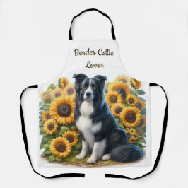 Delantal Collie fronterizo y Sunflowers Love Dog