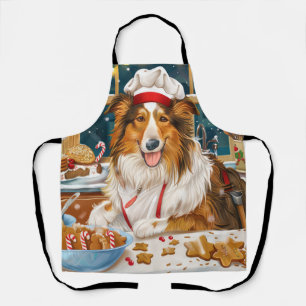 Delantal Collie Holiday Baking: Navidades festivos