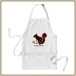 Delantal Colocar la textura rojo y la ardilla de oro y el m