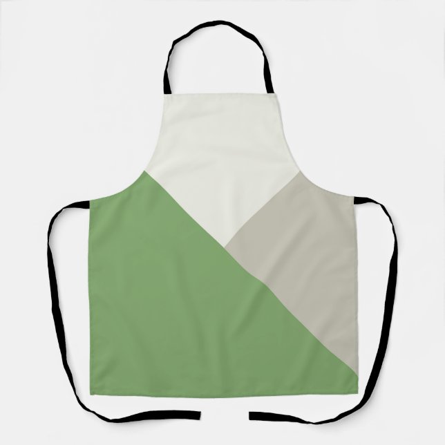 Delantal Color Block Green Beige (Anverso)