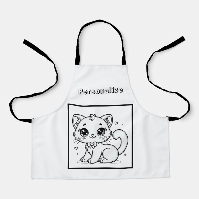 Delantal Color Cute Kitty Personalizado (Anverso)