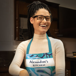 Delantal Color de agua de hoja azul Patrón tropical persona