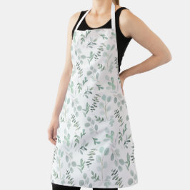 Delantal Color de agua Eucalyptus Print Apron